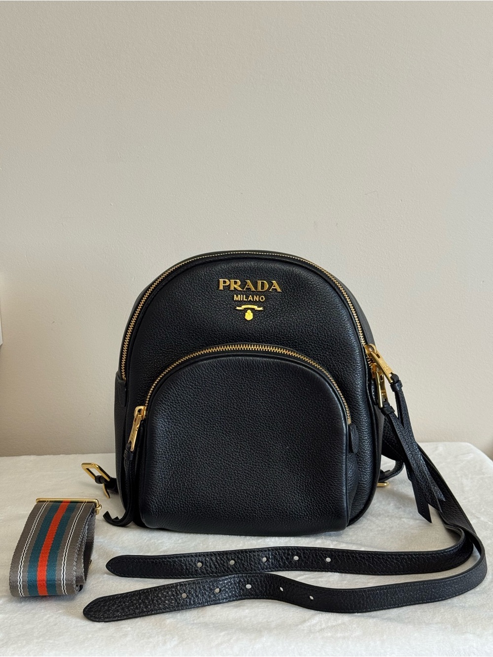 PradaVitello Daino Convertible Backpack and Shoulder bag